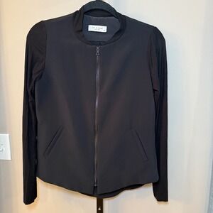 Lola & Sophie Zip Up Jacket Ribbed Sleeves Black‎ Size XS